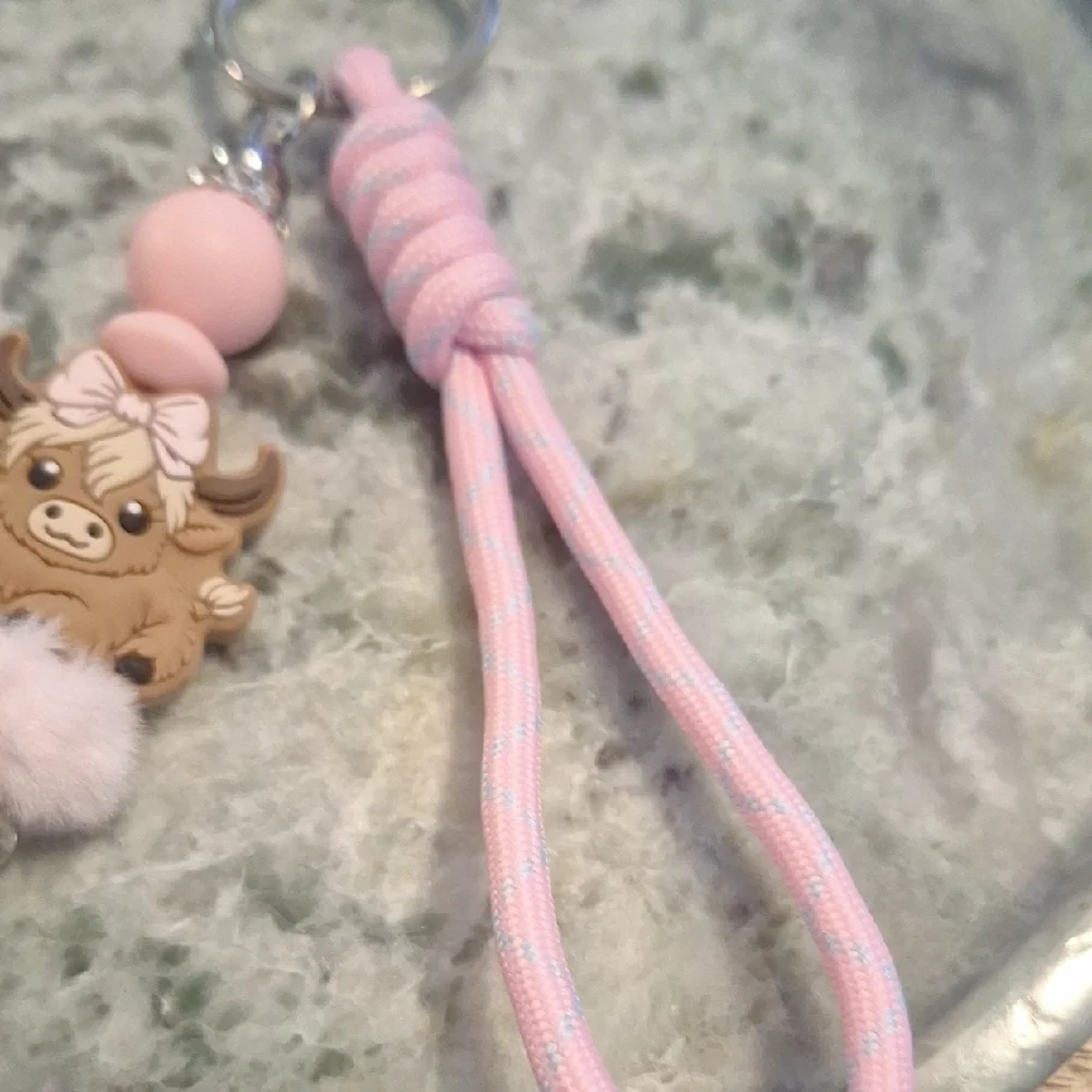 Adorable Pink Beaded Bag Charms Keychains